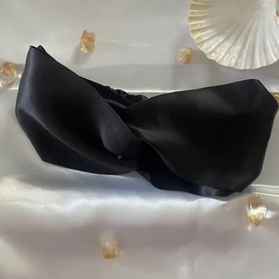 bandeau cheveux en soie de murier noir 