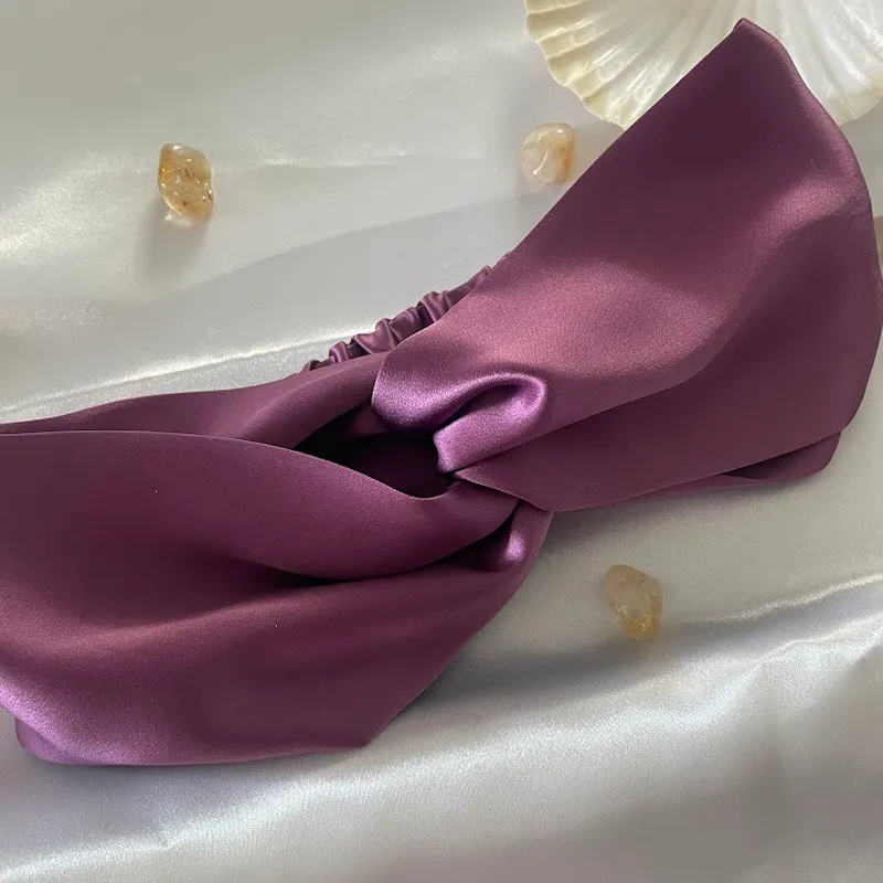 bandeau cheveux en soie de murier violet