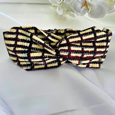 Bandeau cheveux wax quadrillage