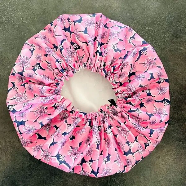 bonnet de douche imperméable fleurs roses kalavy