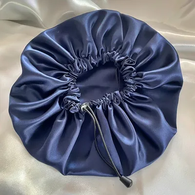 BONNET DE NUIT EN SOIE DE MURIER BLEU NUIT
