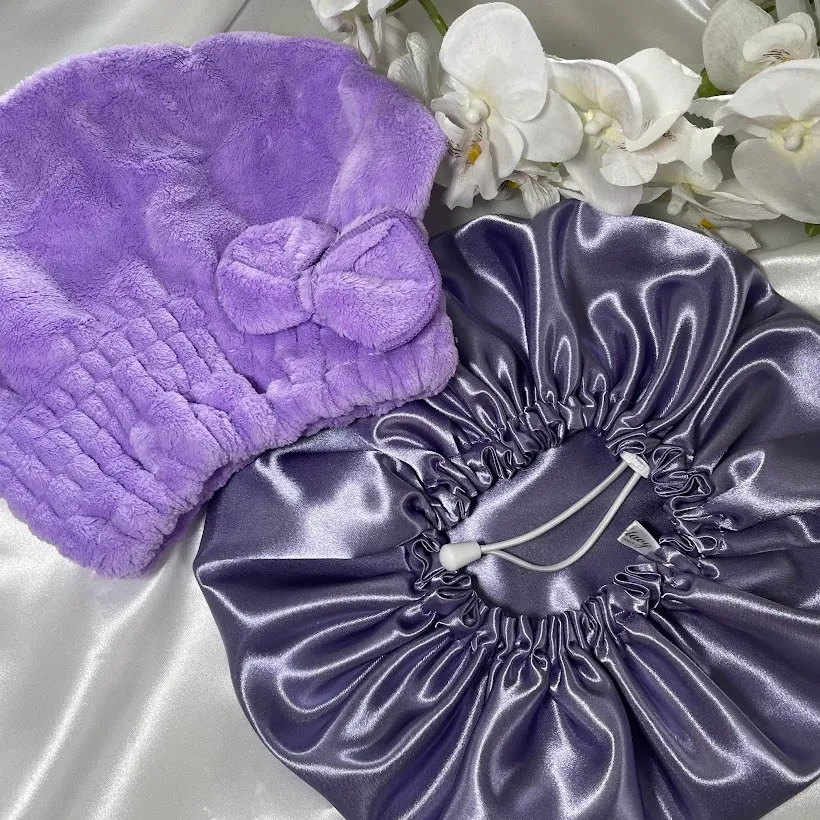 bonnet de nuit et microfibre Pack malanville parme