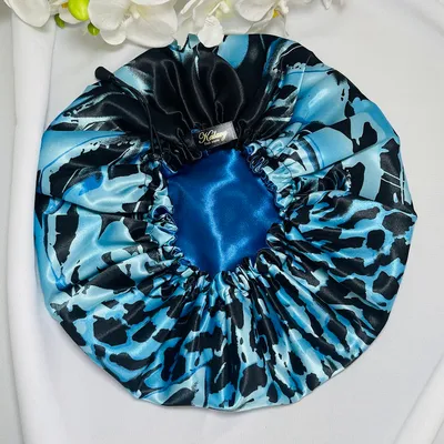 bonnet de nuit léopard bleu