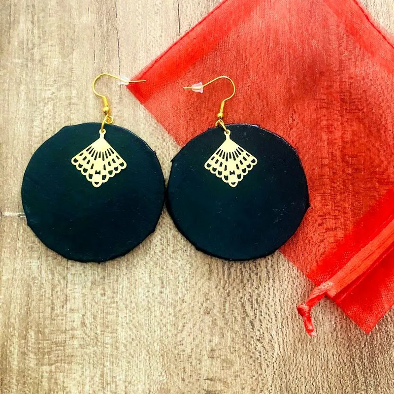 boucle d'oreille cercle en tissu kalavy