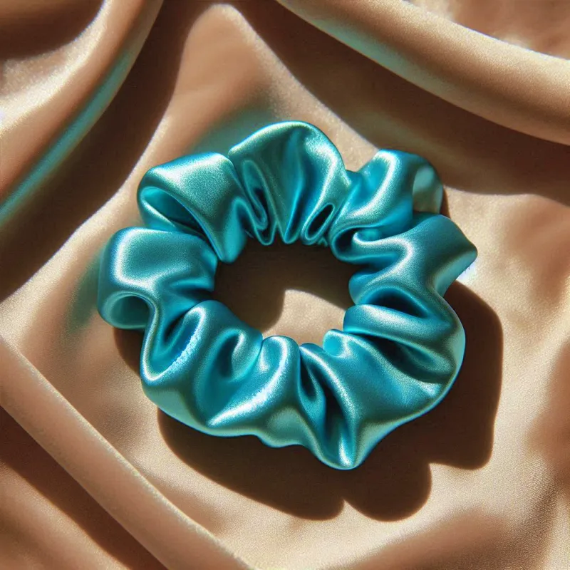 chouchou en satin turquoise