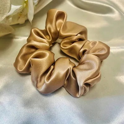 chouchou soie rose poudré beige nacré