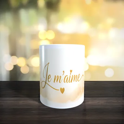 mug je m'aime doré