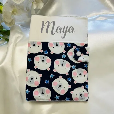 protège carnet de santé petit ourson bleu marine