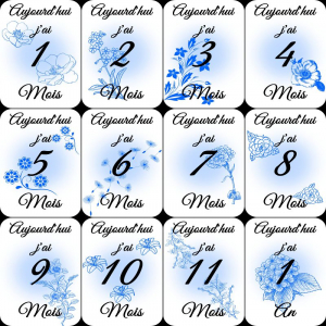 cartes étapes bébé bleues 12 premiers mois