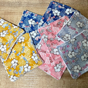 Lingettes lavables fleurs hibiscus 