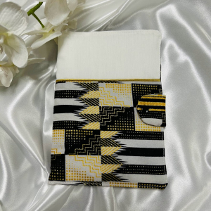 PROTEGE carnet de santé wax kente blanc doré noir