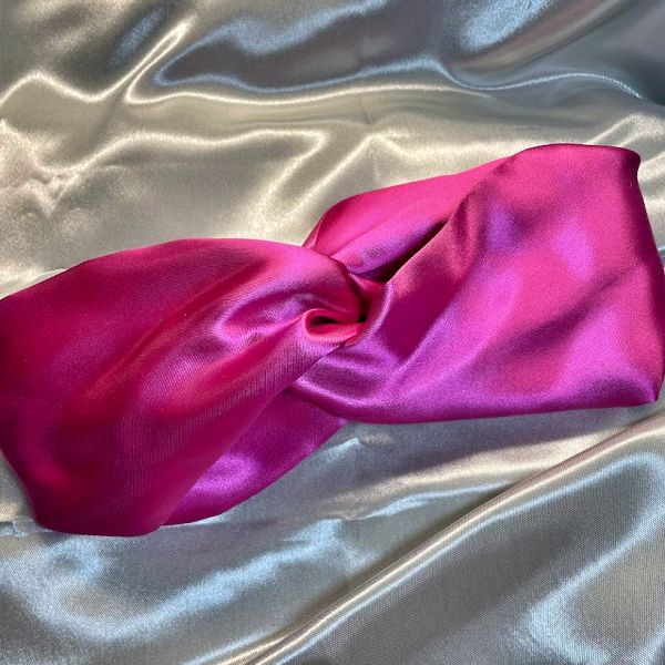 bandeau torsadé satin fuchsia