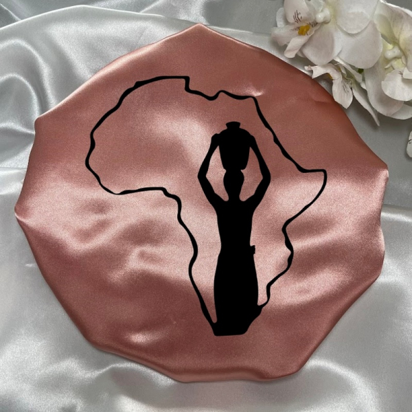 BONNET DE NUIT EN SATIN AFRIK VIEUX ROSE