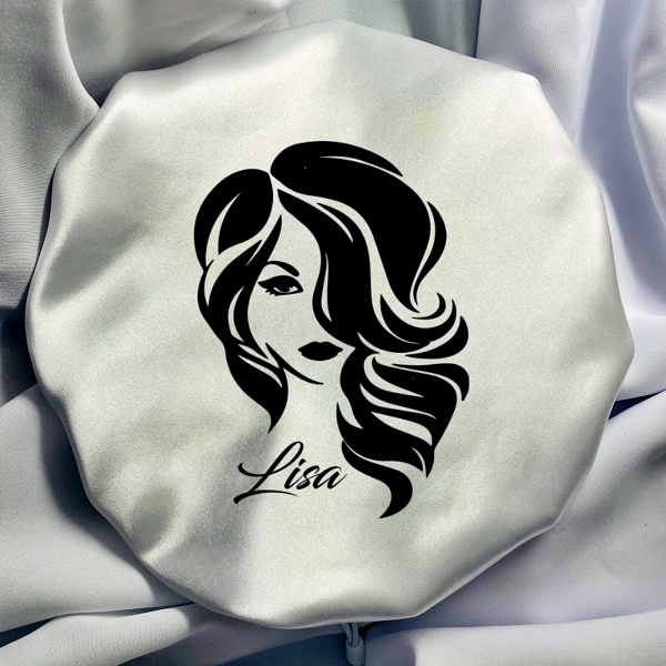 bonnet de nuit en satin blanc à personnaliser kalavy