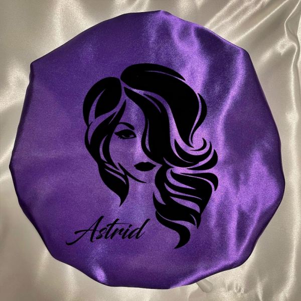 Bonnet de nuit en satin violet à personnaliser kalavy