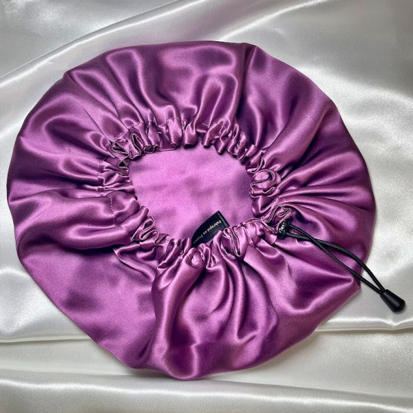 Bonnet de nuit rose en soie de murier Akisha