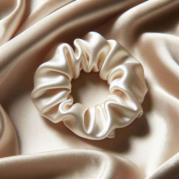 chouchou en satin ecru