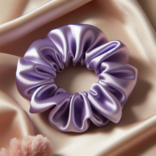 Chouchou en satin parme