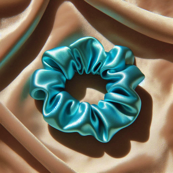 chouchou en satin turquoise