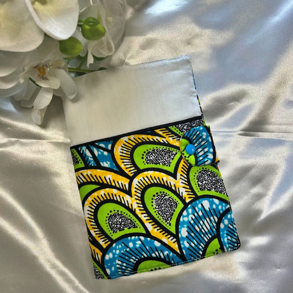 protège carnet bleu vert 