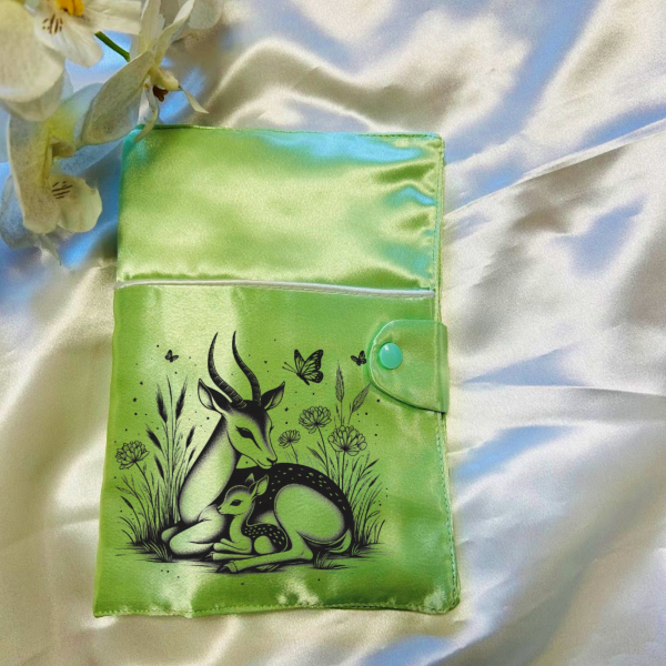Protège carnet de santé en satin antilope 